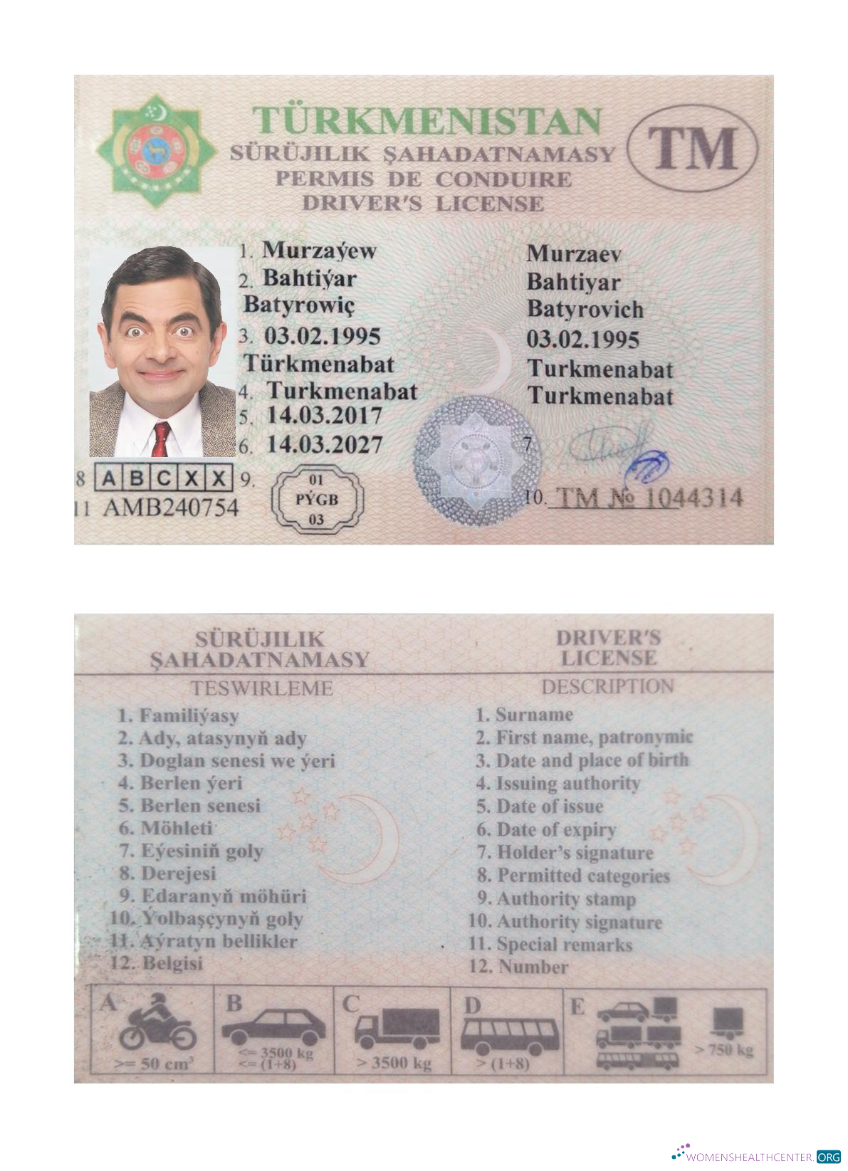 download Turkmenistan driving license